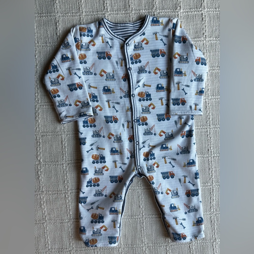 Kissy Kissy Blue and Orange Construction playsuit Reversible